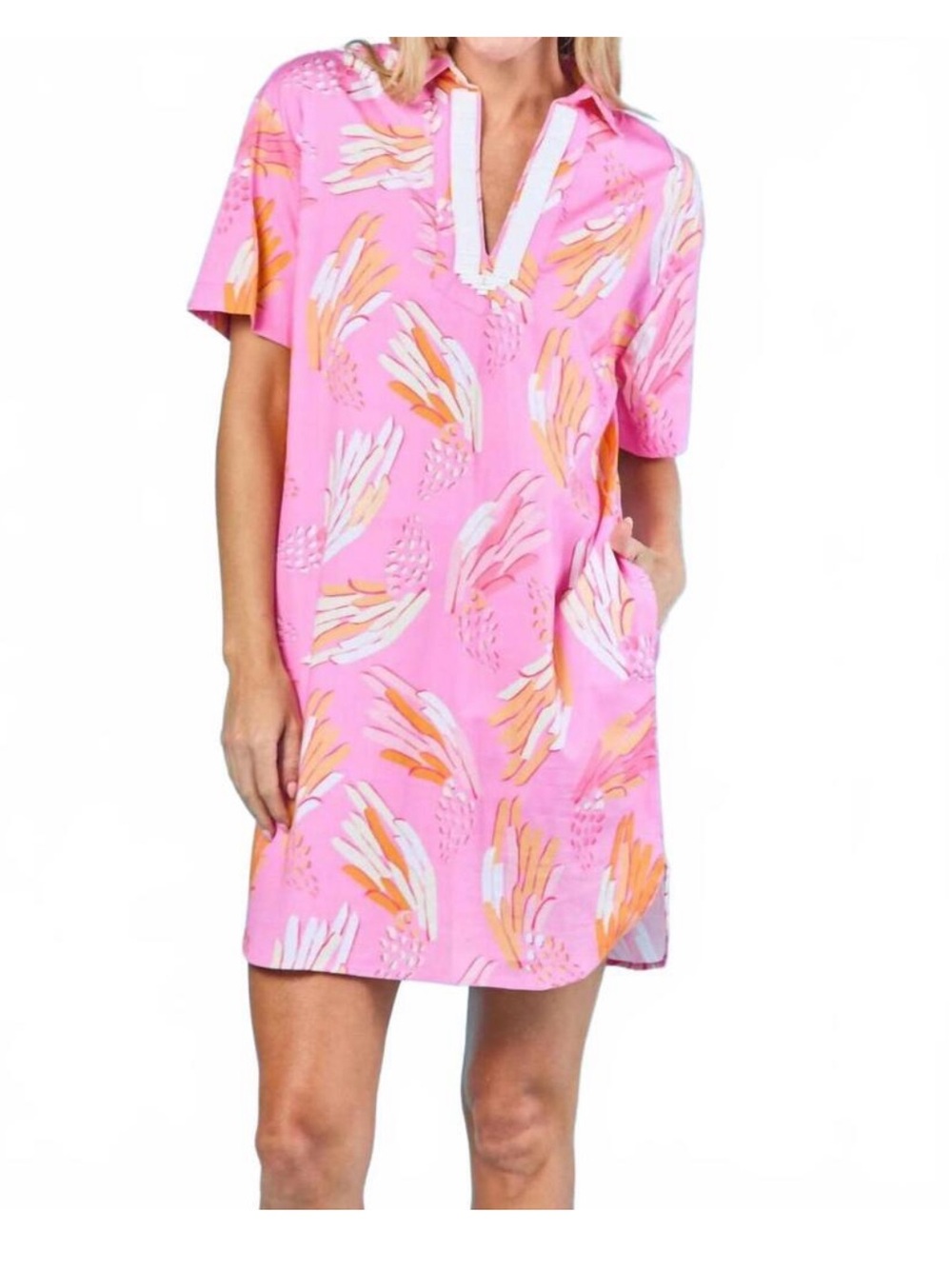 Sheridan French Rhodes Short Sleeve Shift Dress in Peony Wings size medium